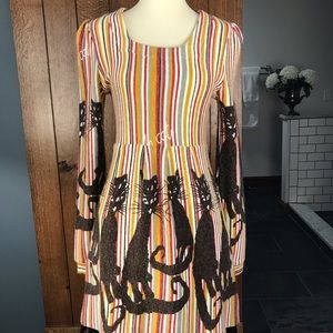 {QED London} Cat Dress & Socks Le Chat Noir S